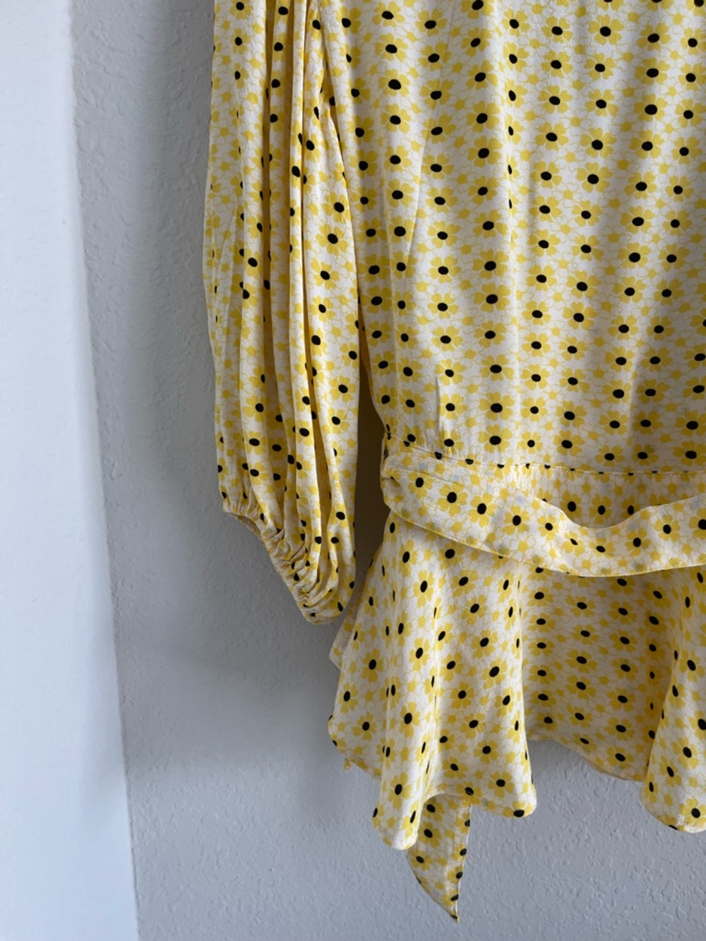 Ganni Yellow Floral Wrap Peplum Blouse - Picture 9 of 14